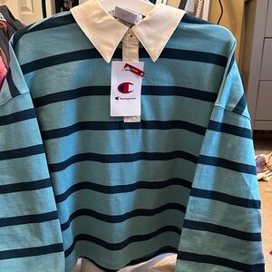 Champion Kids Blue Striped Button Down Shirt